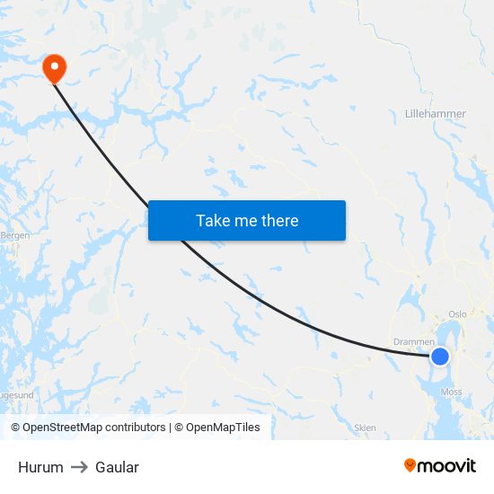 Hurum to Gaular map