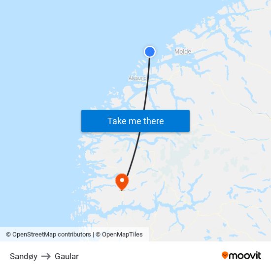 Sandøy to Gaular map