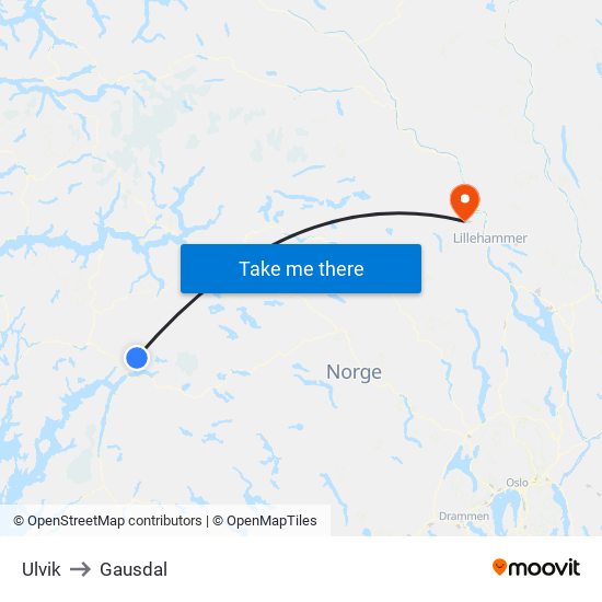 Ulvik to Gausdal map