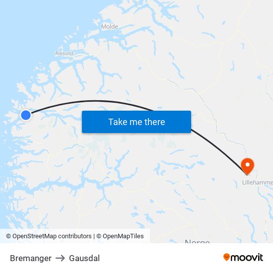 Bremanger to Gausdal map