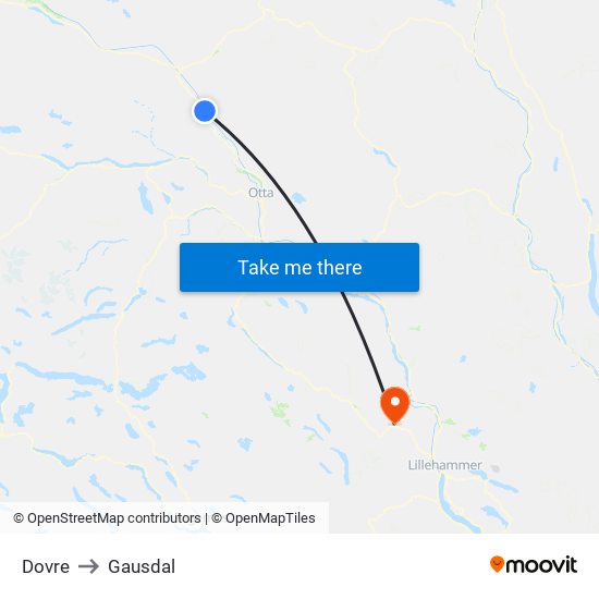 Dovre to Gausdal map