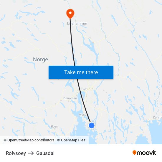 Rolvsoey to Gausdal map