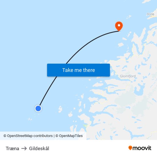 Træna to Gildeskål map