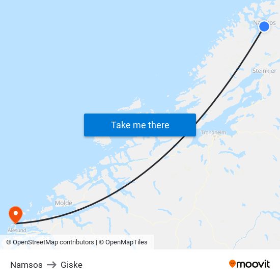 Namsos to Giske map