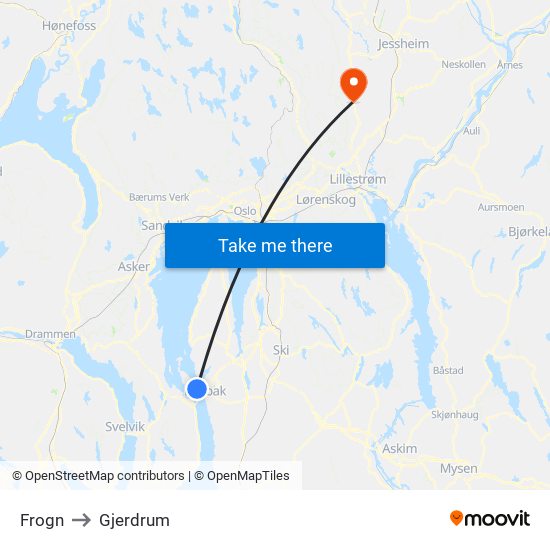 Frogn to Gjerdrum map