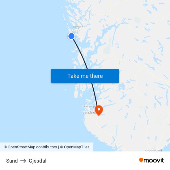 Sund to Gjesdal map