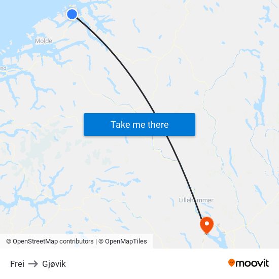 Frei to Gjøvik map