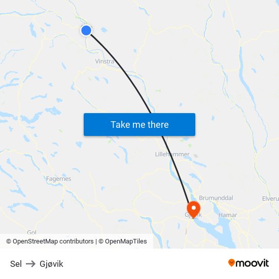 Sel to Gjøvik map