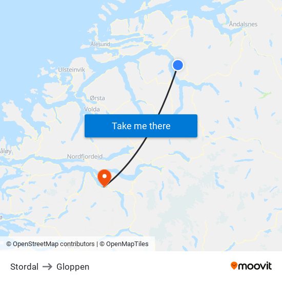 Stordal to Gloppen map