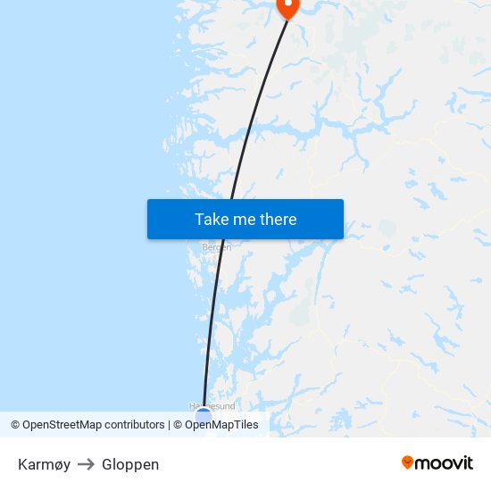 Karmøy to Gloppen map