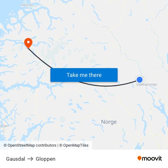 Gausdal to Gloppen map