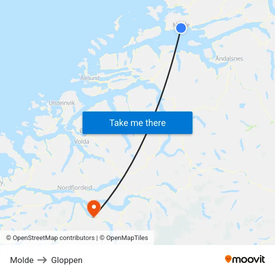 Molde to Gloppen map