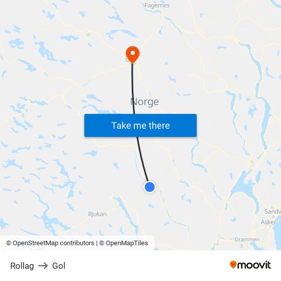 Rollag to Gol map