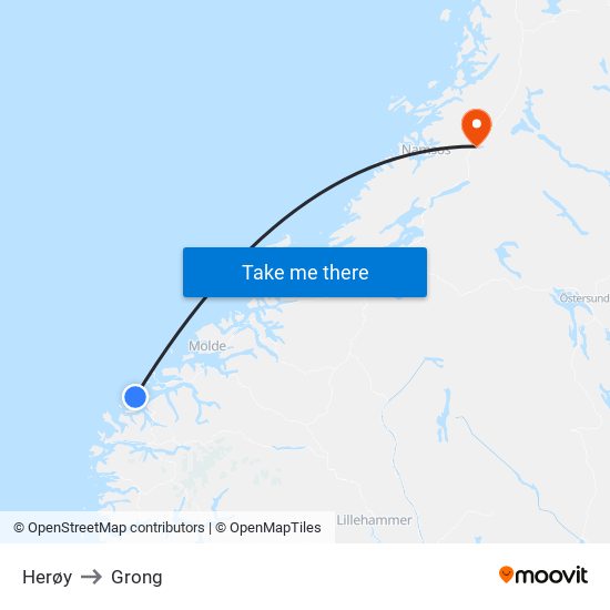 Herøy to Grong map
