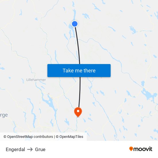 Engerdal to Grue map