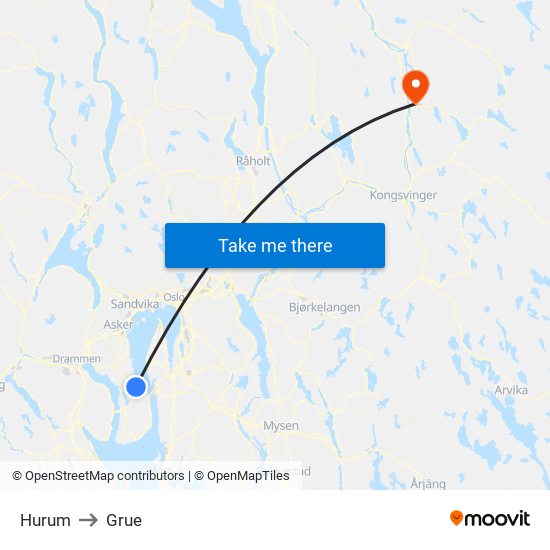 Hurum to Grue map