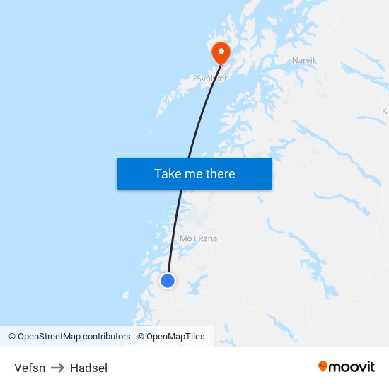 Vefsn to Hadsel map