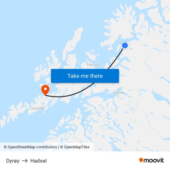 Dyrøy to Hadsel map