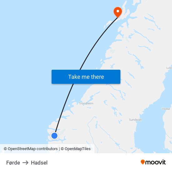 Førde to Hadsel map