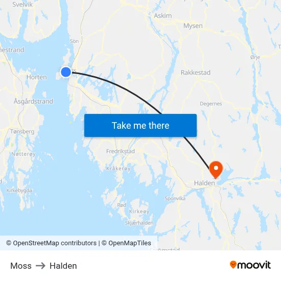 Moss to Halden map