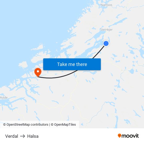 Verdal to Halsa map