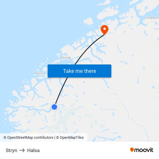 Stryn to Halsa map