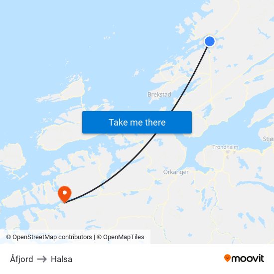 Åfjord to Halsa map