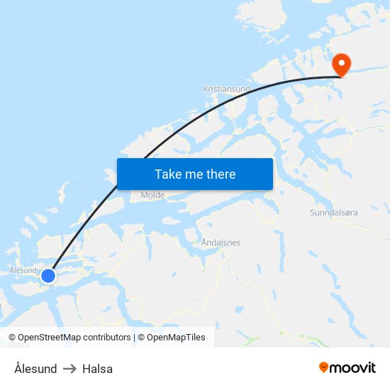 Ålesund to Halsa map