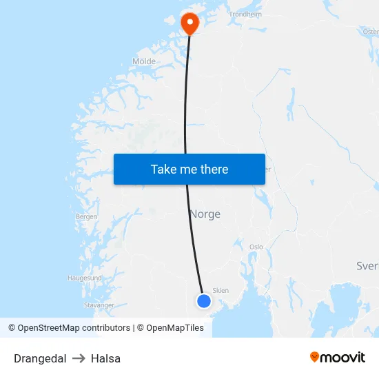 Drangedal to Halsa map