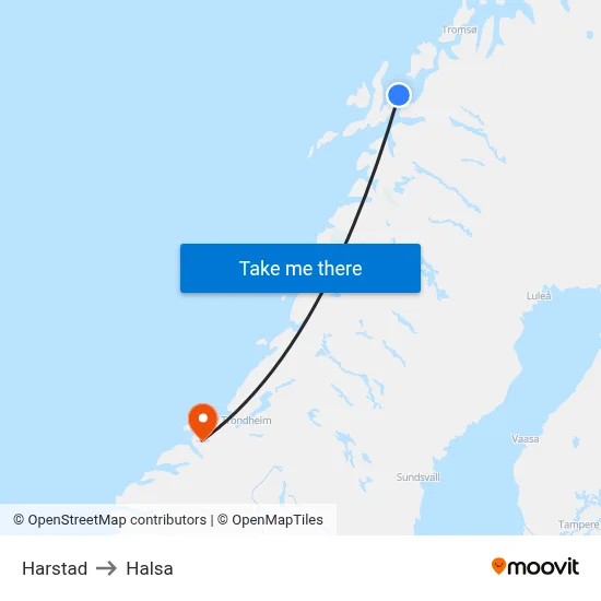 Harstad to Halsa map