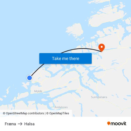 Fræna to Halsa map