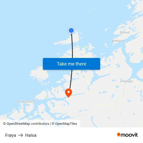 Frøya to Halsa map