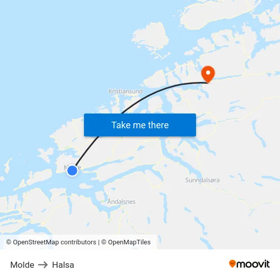 Molde to Halsa map