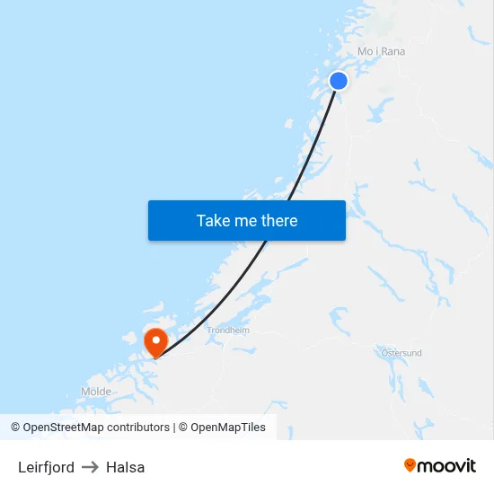 Leirfjord to Halsa map