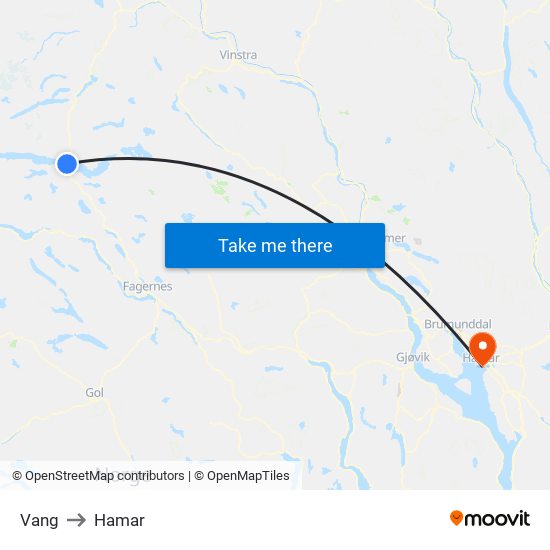 Vang to Hamar map