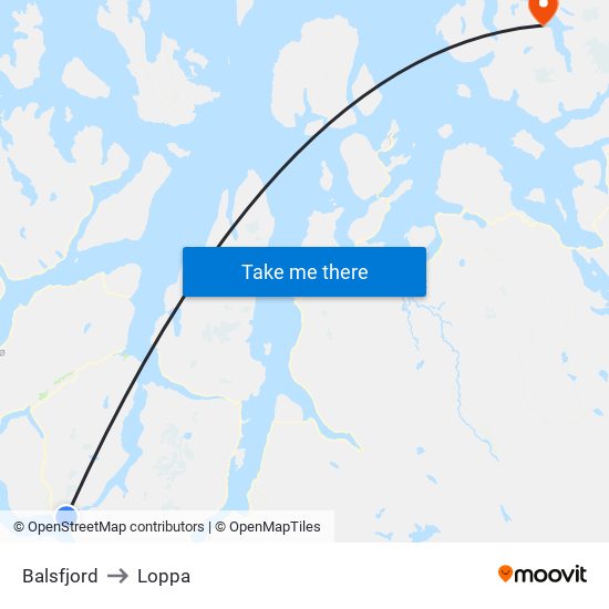 Balsfjord to Loppa map