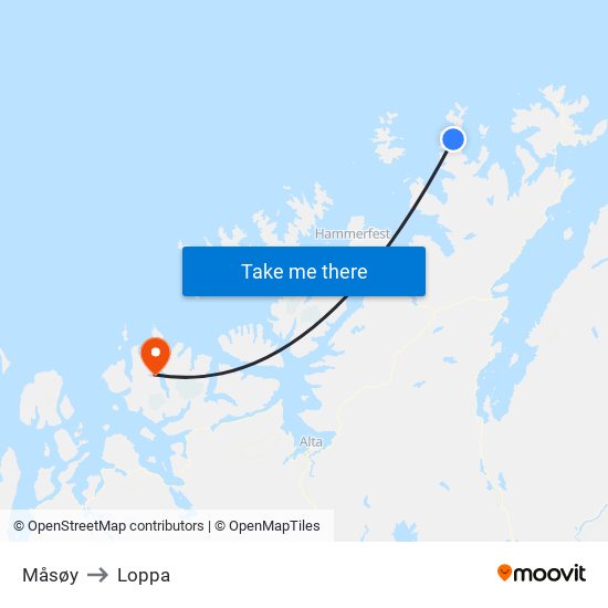 Måsøy to Loppa map