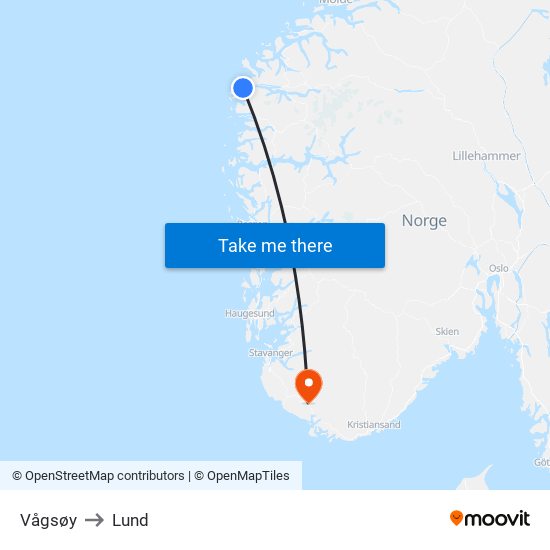 Vågsøy to Lund map