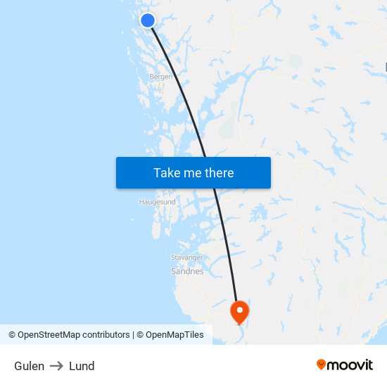 Gulen to Lund map