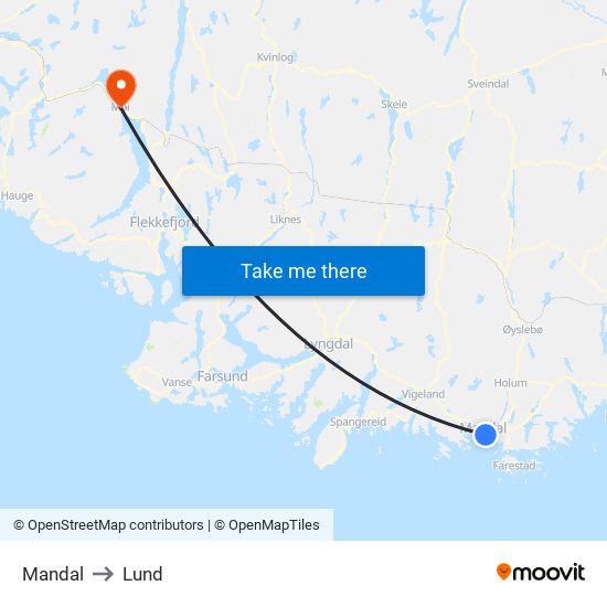 Mandal to Lund map