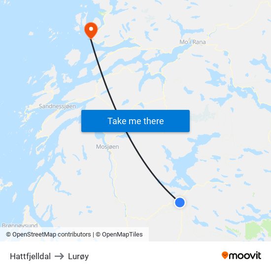 Hattfjelldal to Lurøy map