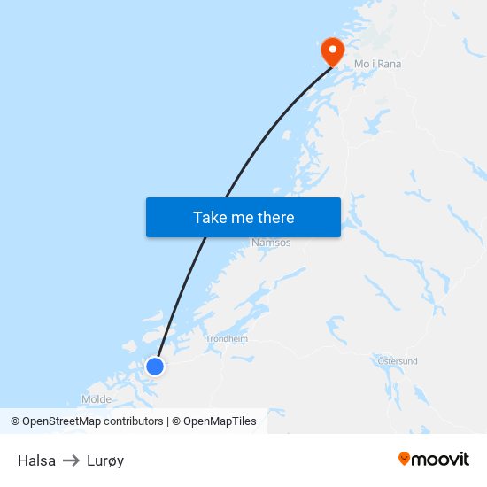 Halsa to Lurøy map