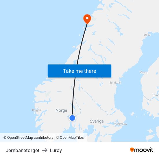 Jernbanetorget to Lurøy map