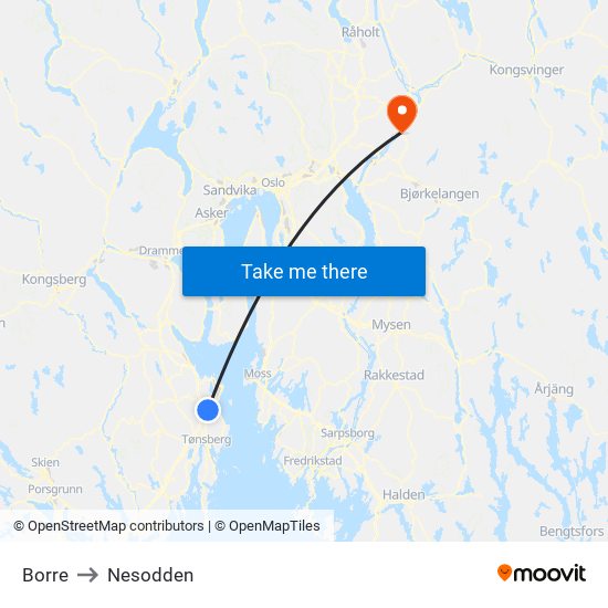 Borre to Nesodden map