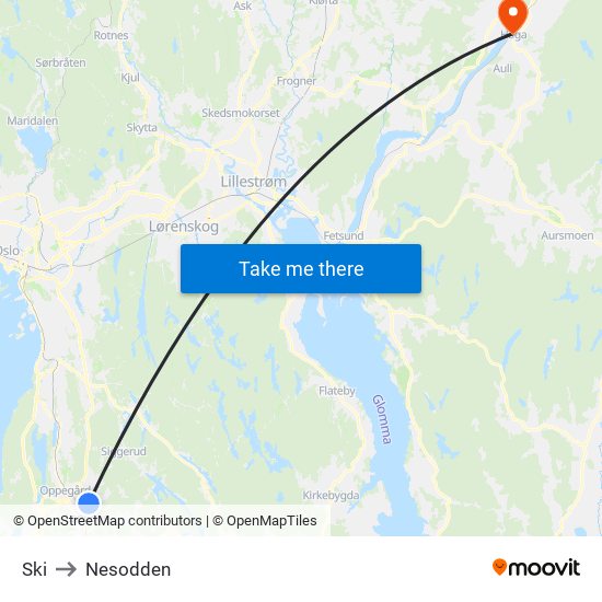 Ski to Nesodden map