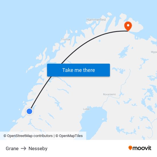 Grane to Nesseby map