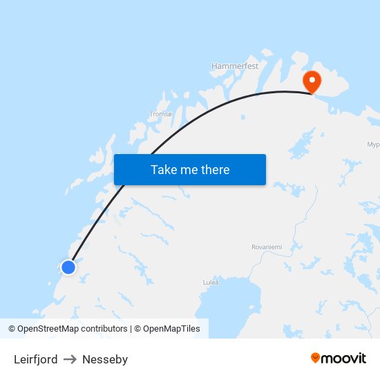 Leirfjord to Nesseby map