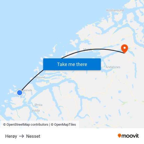 Herøy to Nesset map