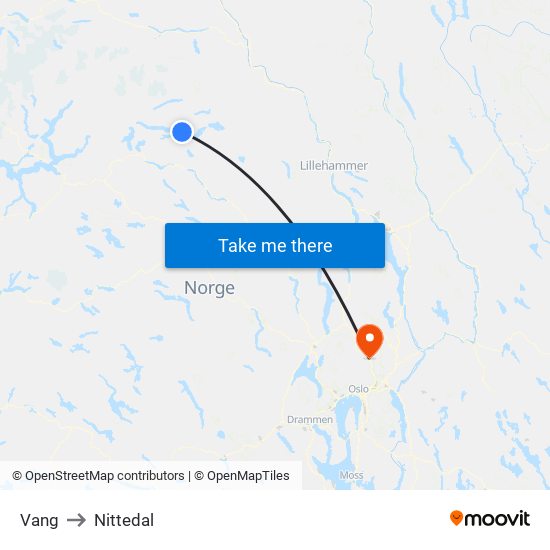 Vang to Nittedal map