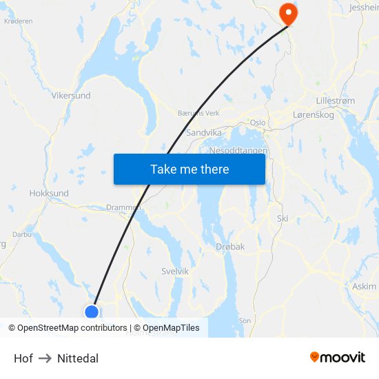 Hof to Nittedal map